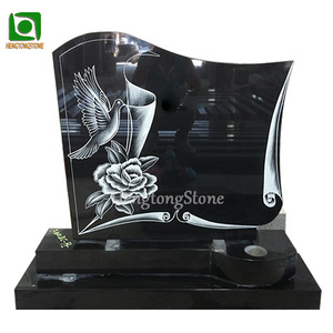 China Wholesale Black Granite Cheap Cemetery Headstone Tombstones Memorial Stone Monument