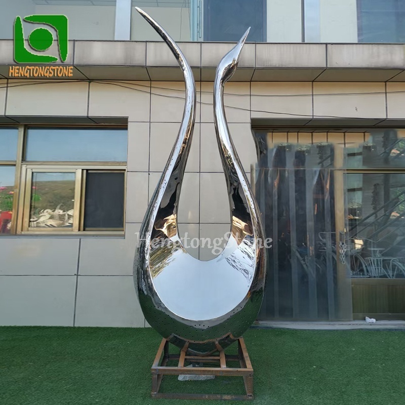 Stainless Steel Goose Sculpture Abstract Big Goose Statue