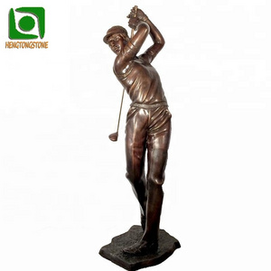 Outdoor Garden Decor Life Size Casting Bronze Golf Sculpture Brass Golfer Player Statue