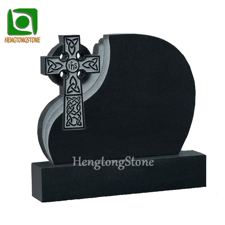 Monument Angel Statue Black Granite Angel Heart Design Headstone