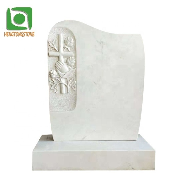 Cheap White Marble Rose Carving Headstone