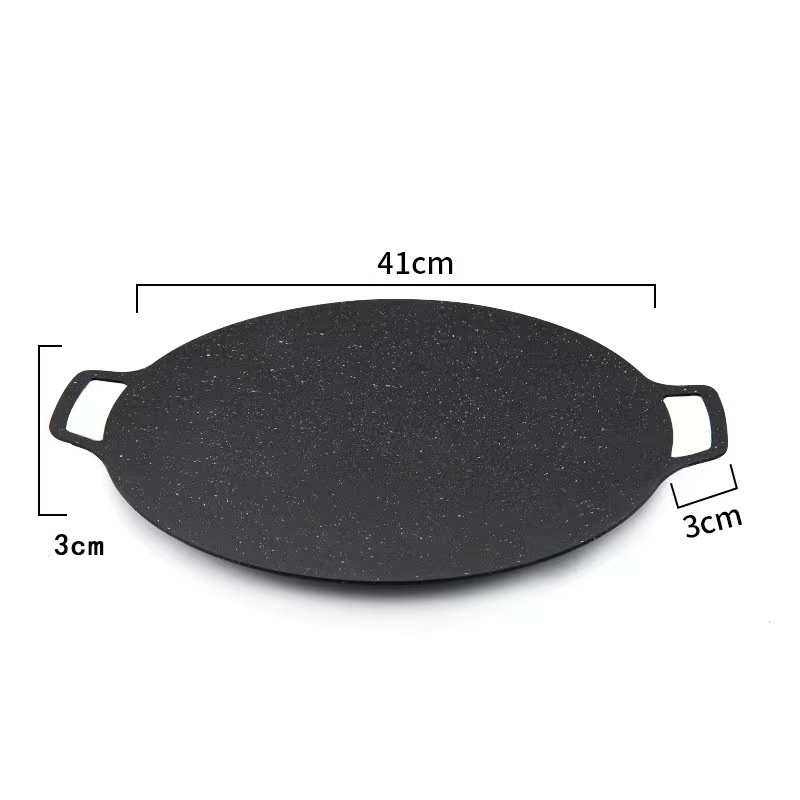 Wholesale Creative Korean Style Round BBQ Grill Pan Non-Stick Pork Belly Double Grill Pan