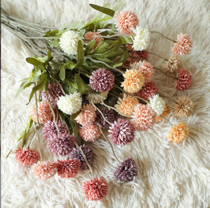 Wholesale artificial flowers silk dandelion Flowers  for wedding decor