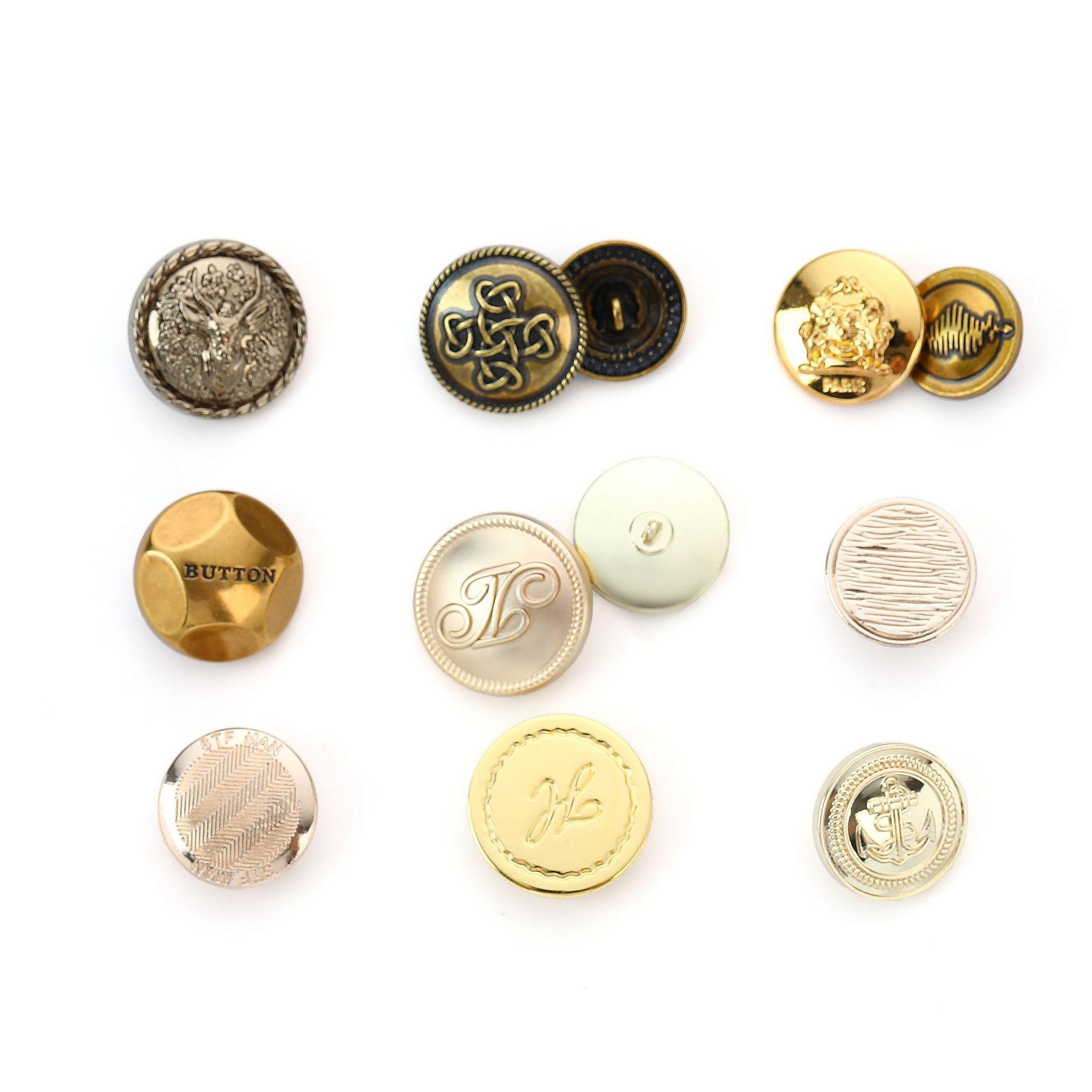 Wholesale Custom Brass Zinc Alloy Cloth Buttons Embossed Sew Buttons Metal Logo Shank Buttons for clothing 5.0 1 review 7 buyers