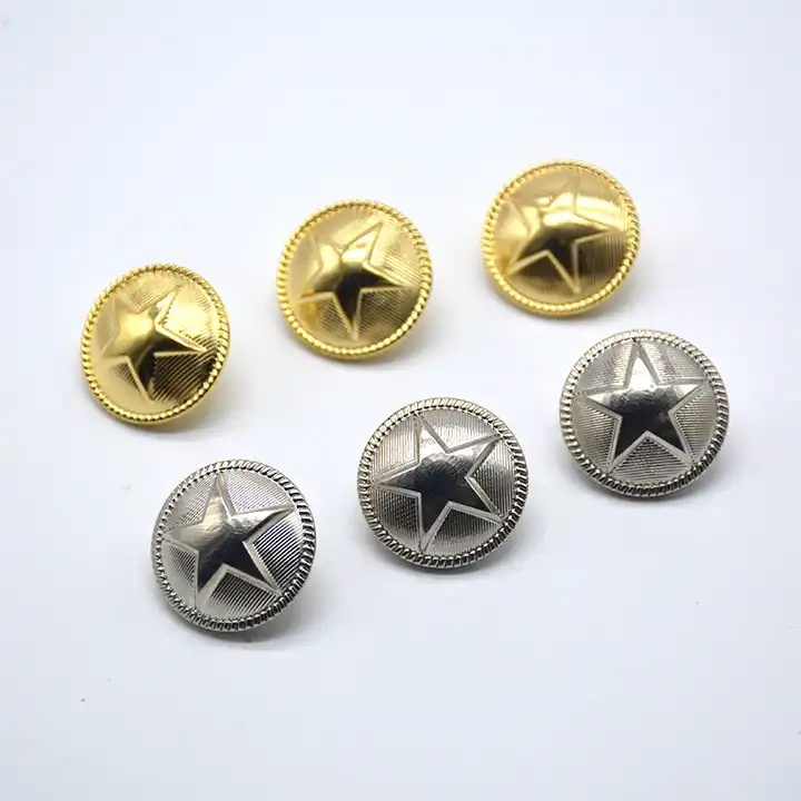 HENGWEI Brand Custom Logo Loop Sewing Brass Blazer Buttons Uniform Star Metal Coat Shank Button