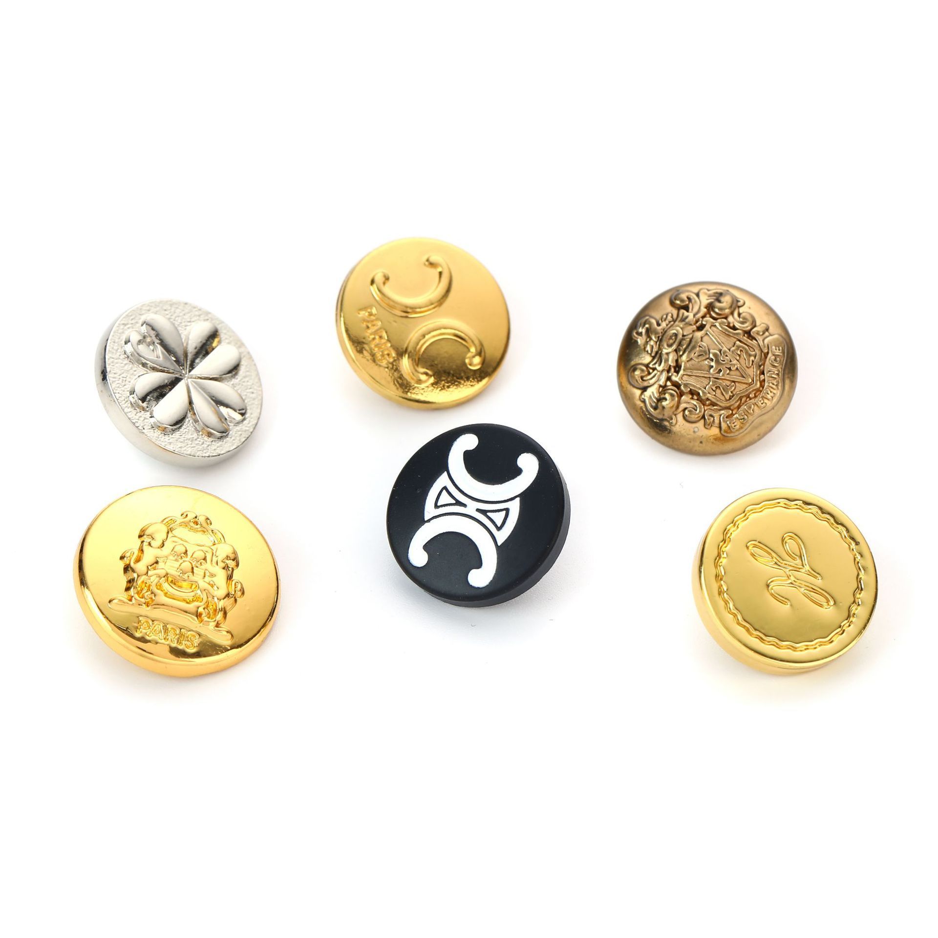 Wholesale Custom Brass Zinc Alloy Cloth Buttons Embossed Sew Buttons Metal Logo Shank Buttons for clothing 5.0 1 review 7 buyers