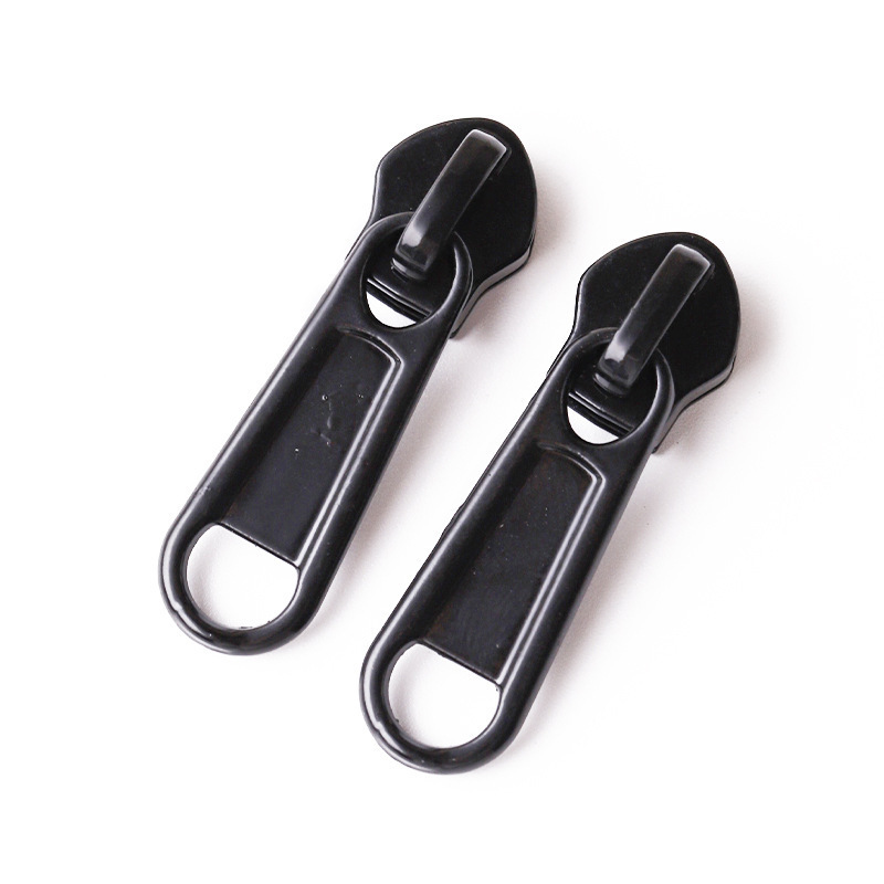 High quality  #3 #5 #8 black Nylon metal resin slider zip puller For Garment Custom Logo Luggage Zipper Head Slider