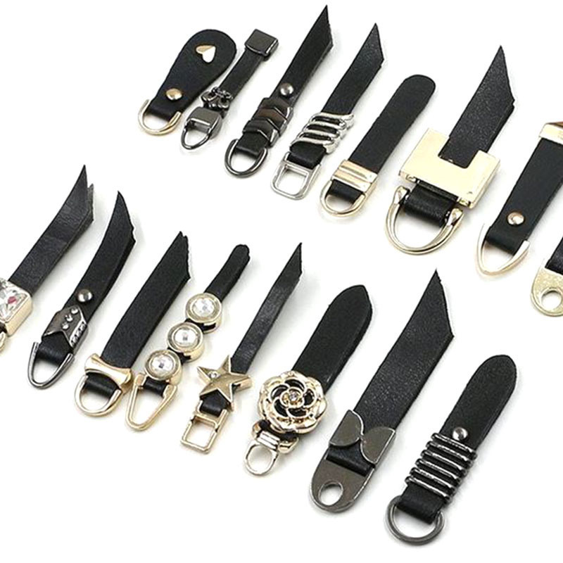 Wholesale PU Leather Black Belt Fashion Custom Sliders Zipper Puller For Bag Cloths