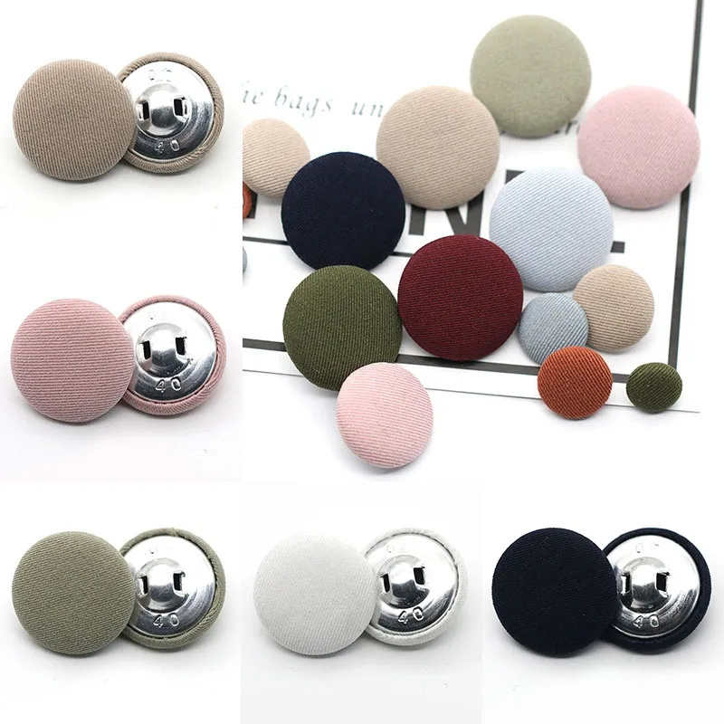 Sewing Accessories Dress Shirt Decorative Fabric Covered Cloth Buttons Metal Buttons Round Clothing Diy