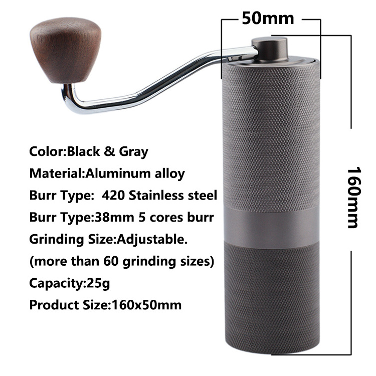 Hot Sale Stainless steel Conical burr Coffee Grinders 30g Capacity Hand Manual Coffee Grinder Free Custom Logo