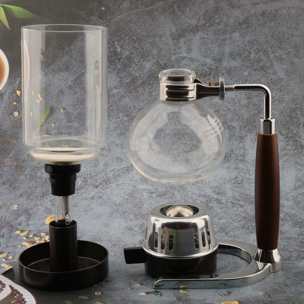 Classic Syphon Coffee Maker Best Selling 3 Cup Syphon Coffee Tea Maker Coffee Syphon Maker Set Wooden Handle