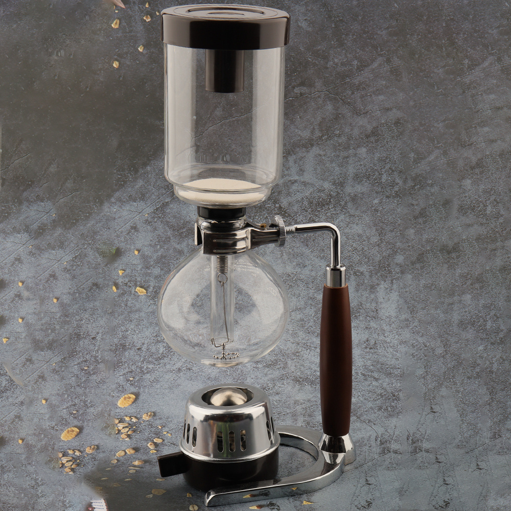 Classic Syphon Coffee Maker Best Selling 3 Cup Syphon Coffee Tea Maker Coffee Syphon Maker Set Wooden Handle