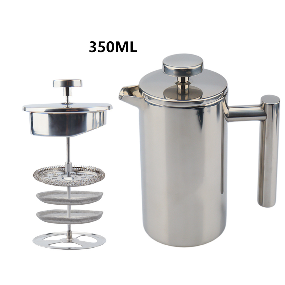 350ML Coffee Press French Stainless steel Double Wall French Coffee Press Travel French Press Double Filter