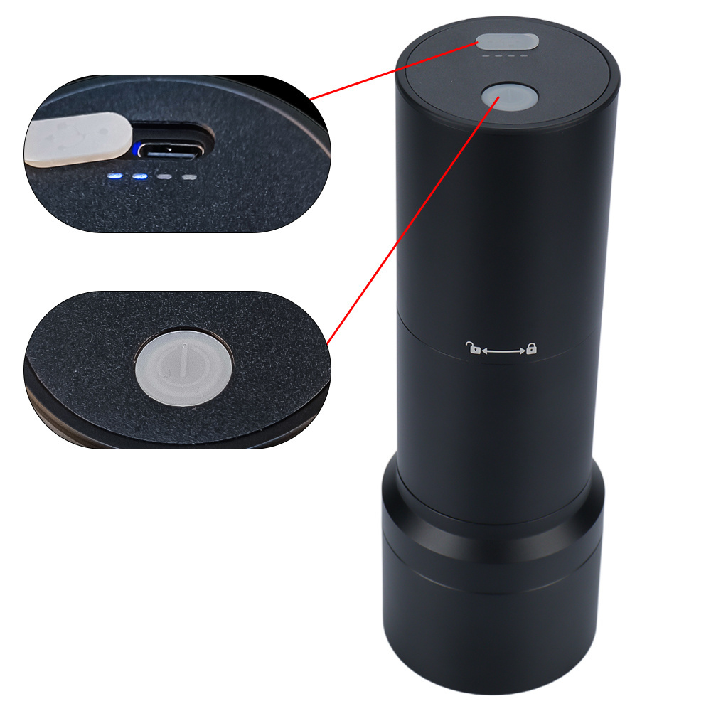 Full Aluminum alloy Structure Rechargeable Cordless Electric Coffee Grinder Titanium Conical Burr Auto USB Coffee Grinder Manual