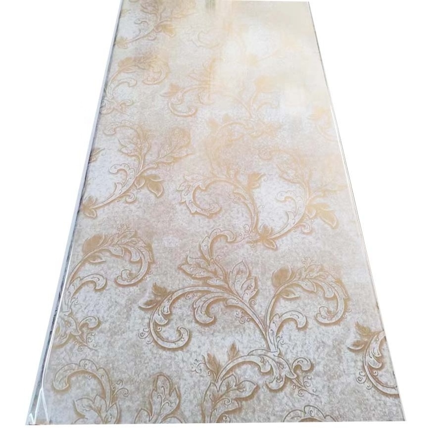 Hot stamping 250/300mm gold Dark flower pattern Interior PVC Ceiling Tiles