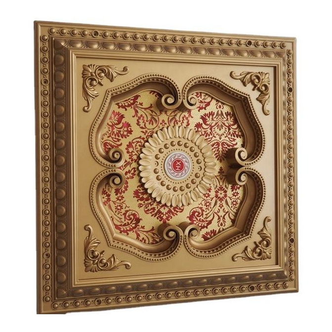 HENGXIN Golden Plastic Ps Rectangle Ceiling Tile Board Panel  Lightweight For Modern Wall Decoration