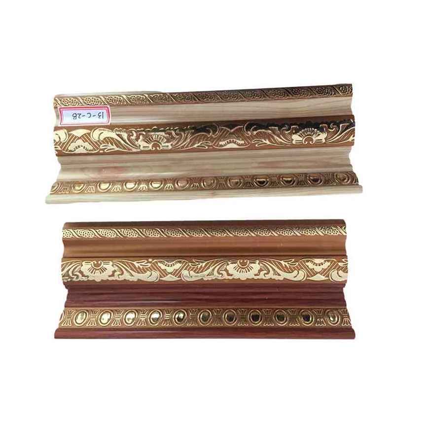 Gold Fancy Flower Embossed Polystyrene Cornice Design Ps Decorative Crown Moulding