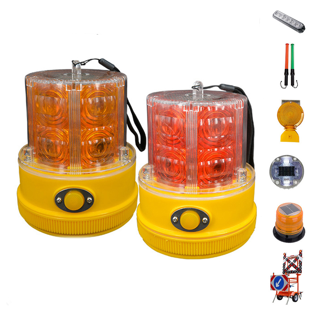 Roadway safety Solar Amber Flashing Lamp Strobe Emergency LED Warning Light with Magnetic Base for Car Traffic Warning