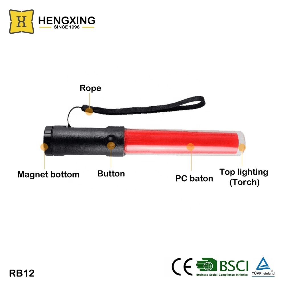 Road Crossing AA Cells Operated PC Magnetic Safety Red 260mm LED Flashing Baton Traffic Control Wand