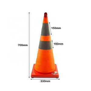 New Rechargeable Traffic Safety LED 28" With Solar Powered Flashing Top Light Collapsible Road Cone