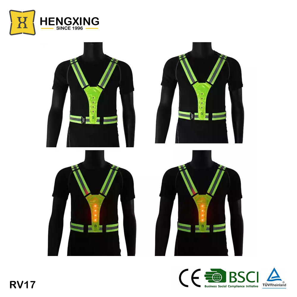 RV17 Hot Sale Running Gear/safty Vest Clothing Light Modes Safety Vest Led Reflective Vest