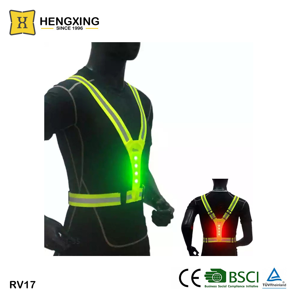 RV17 Hot Sale Running Gear/safty Vest Clothing Light Modes Safety Vest Led Reflective Vest