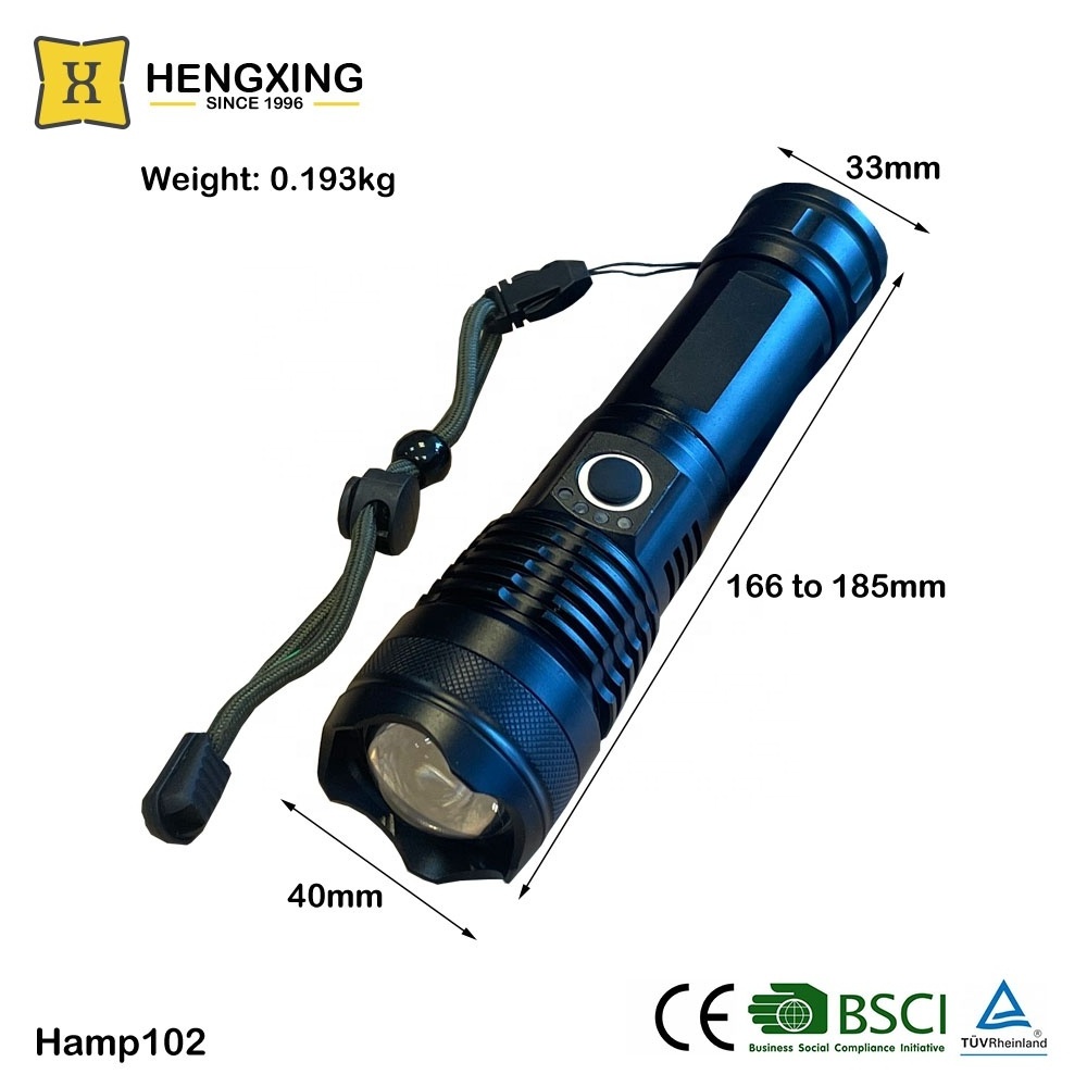 Aluminum Alloy Rechargeable Retractable Length Camp Mini 15Watts P50 High Power LED Flashlight