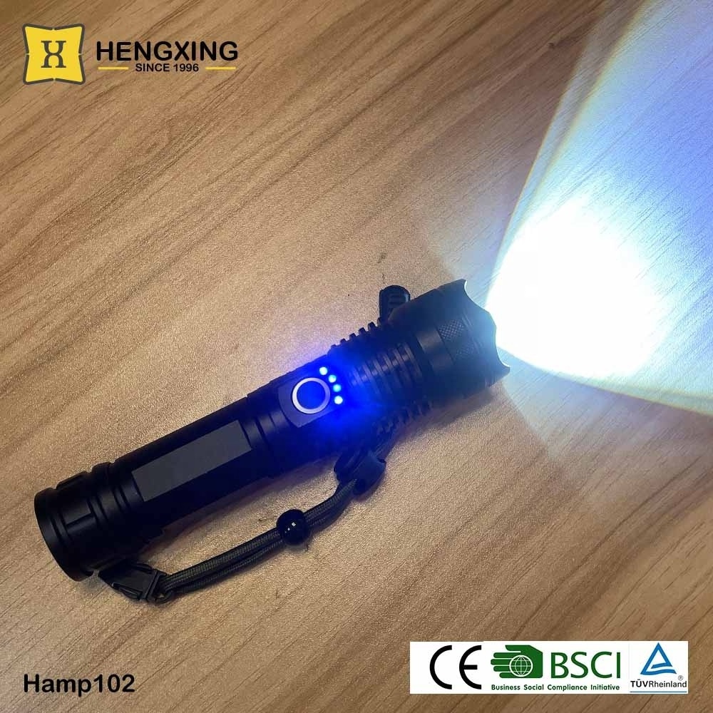 Aluminum Alloy Rechargeable Retractable Length Camp Mini 15Watts P50 High Power LED Flashlight