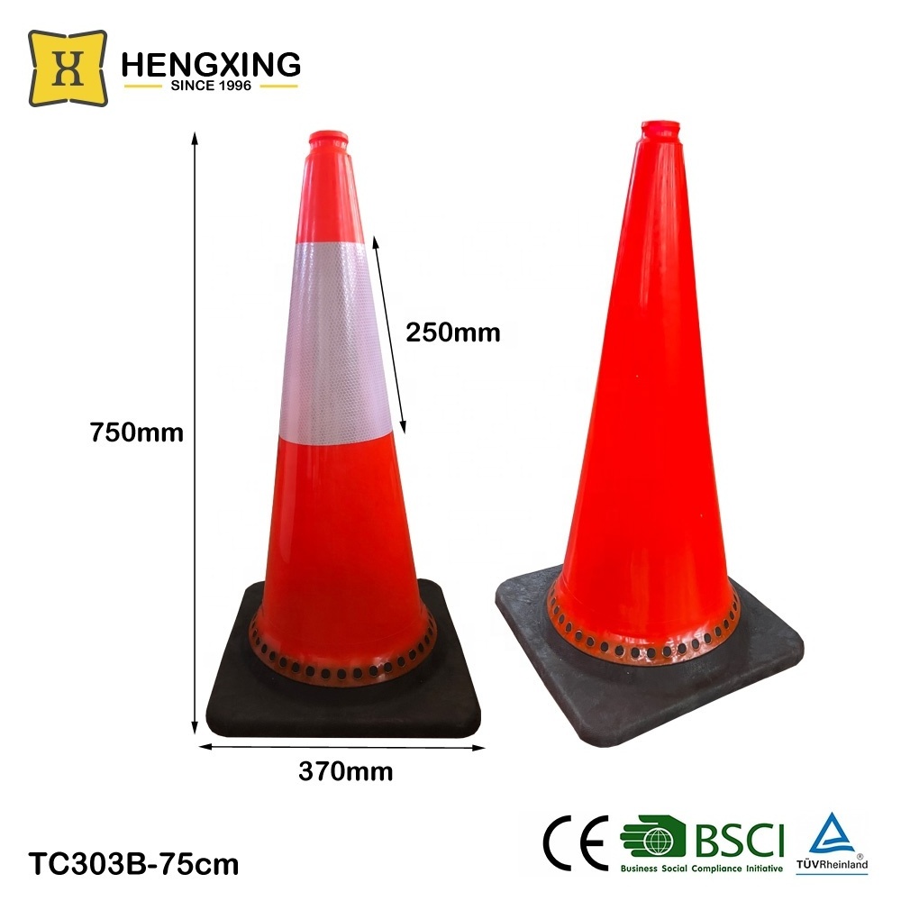 TC303B Durable PVC reflective elastic road cone  70 cm Road Cone Flexible PVC Safety Used Traffic Cone