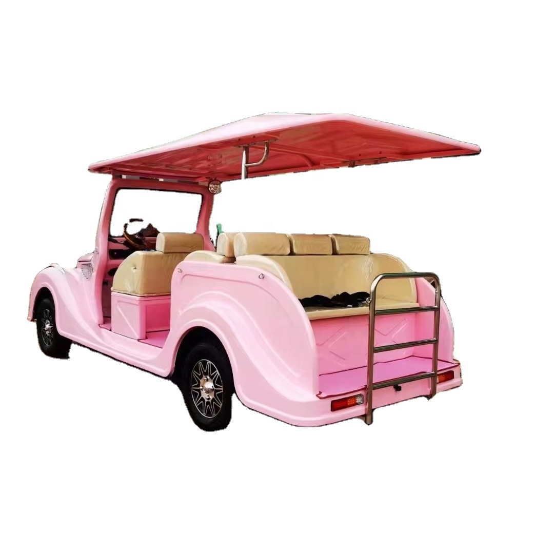 New Custom Pink Golf Carts Elegant Old Sightseeing Bus Design