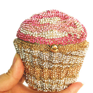 High Quality Cake Rhinestone Purses Wholesale Evening Bags Frame clutch 2024 Luxury Crystal  Ladies Cupcake Clutches Purse