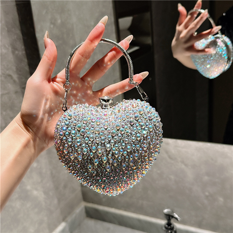 Trendy Acrylic Heart Bags Women Handbags Ladies Luxury Party Evening Clutch Purses and Handbags for Women