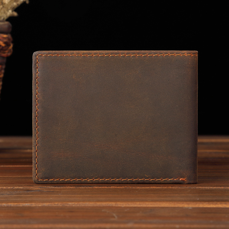 Classic Men's Leather Wallets Short Male Purse Card Holder Crazy Horse Genuine Leather Wallet Men Fashion High Quality Wallets