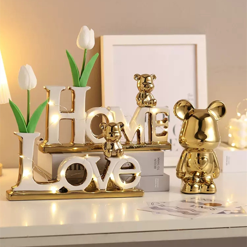 Custom Christmas Cheap Words Ornament HOME LOVE Letters Ornament Ceramic Desktop Ornament Party Crafts For Home Decoration