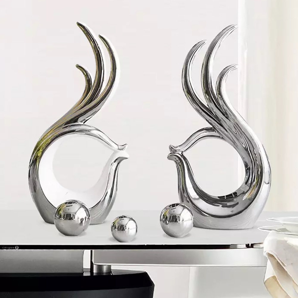 Unique Artistic Style Luxury modern living room Home Decoration Hand shape Accessories Deco plated silver ceramic decor