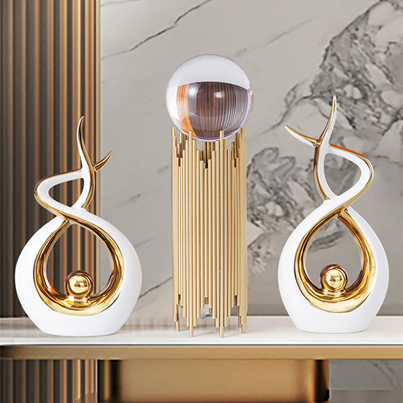 Unique Artistic Style luxury high quality european office room decors gold interior decoration ceramic home decor