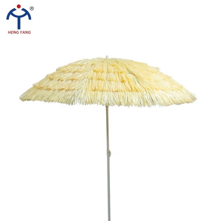 Hawaii seaside fashion parasol 1.6m 1.8m natural color outdoor grass straw beach umbrella with tilt