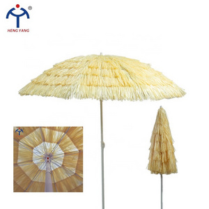 Hawaii seaside fashion parasol 1.6m 1.8m natural color outdoor grass straw beach umbrella with tilt