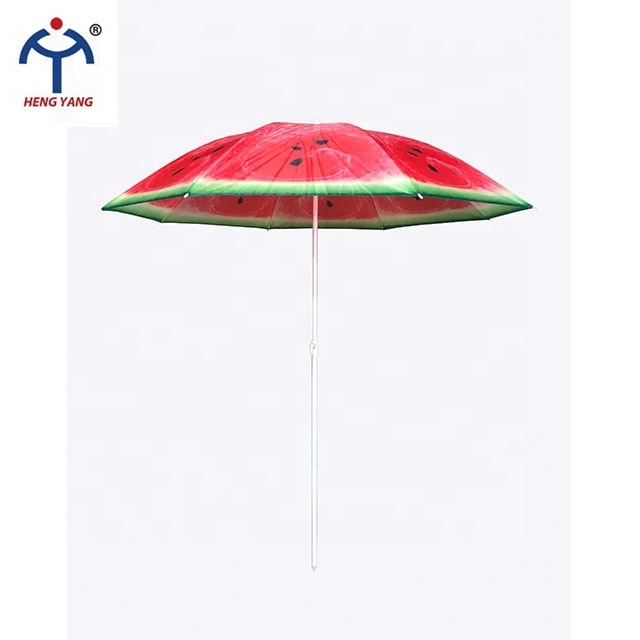 Umbrella OEM Parasol 200CM*8Ribs Watermelon Pattern Fruit Design Garden Sunshade Iron Tilt Custom Beach Umbrella