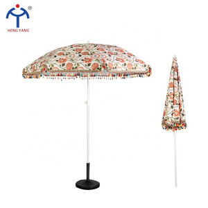 Factory Fashion Design Luxury Parasol Patio Umbrella 2M 8K Fringe Tassels Beach Tassel Umbrella