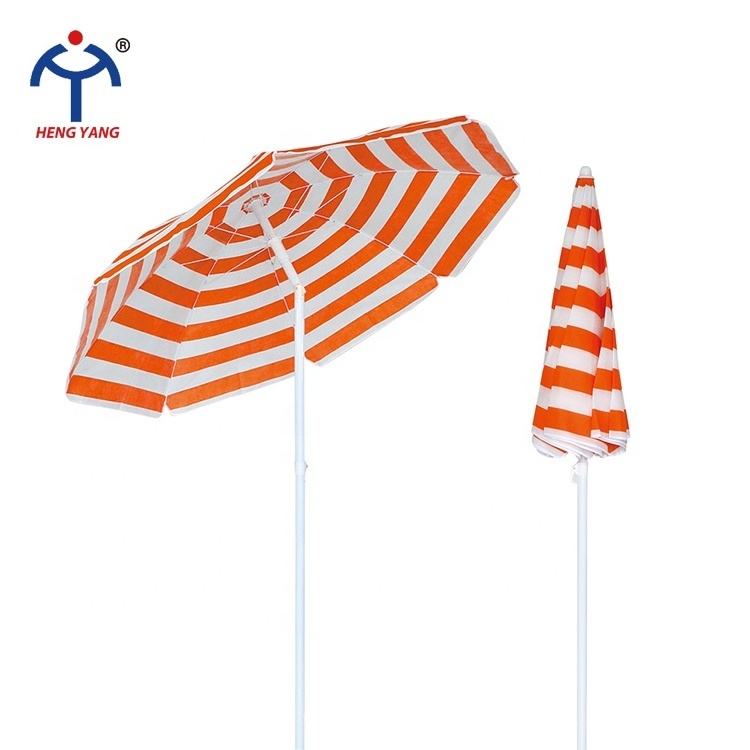 OEM Beach Umbrella Printed Promotion Easy To Operate Waterproof Striped Color Portable UV 50+ Custom Outdoor Patio Umbrella