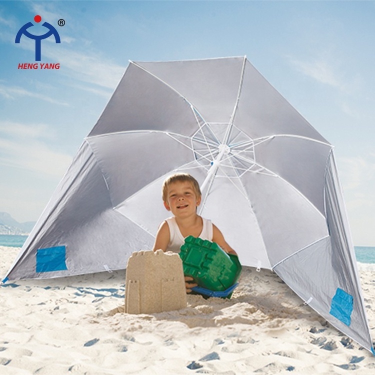 Summer Beach Umbrella UPF 50+ Sun Shelter Custom 220CM 8K Waterproof Vertical Edge Easy Set Up Tent Beach Umbrella Kids Play