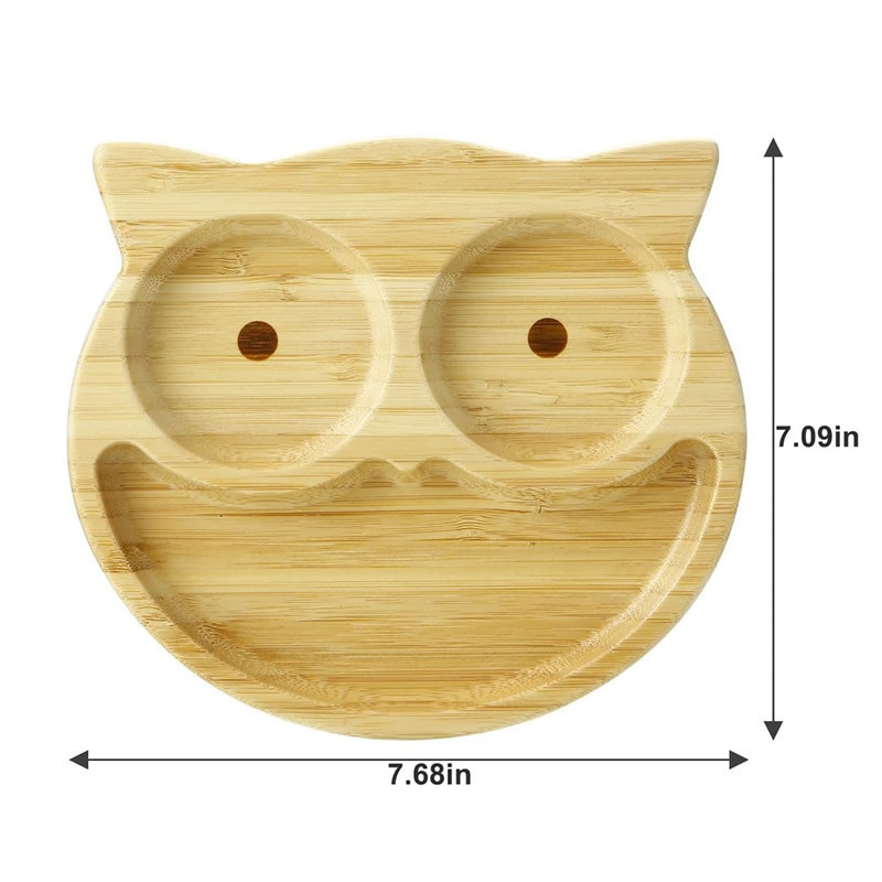 Wooden children's plate in the shape of an owl elephant house and a duck Wooden plate for baby feeding