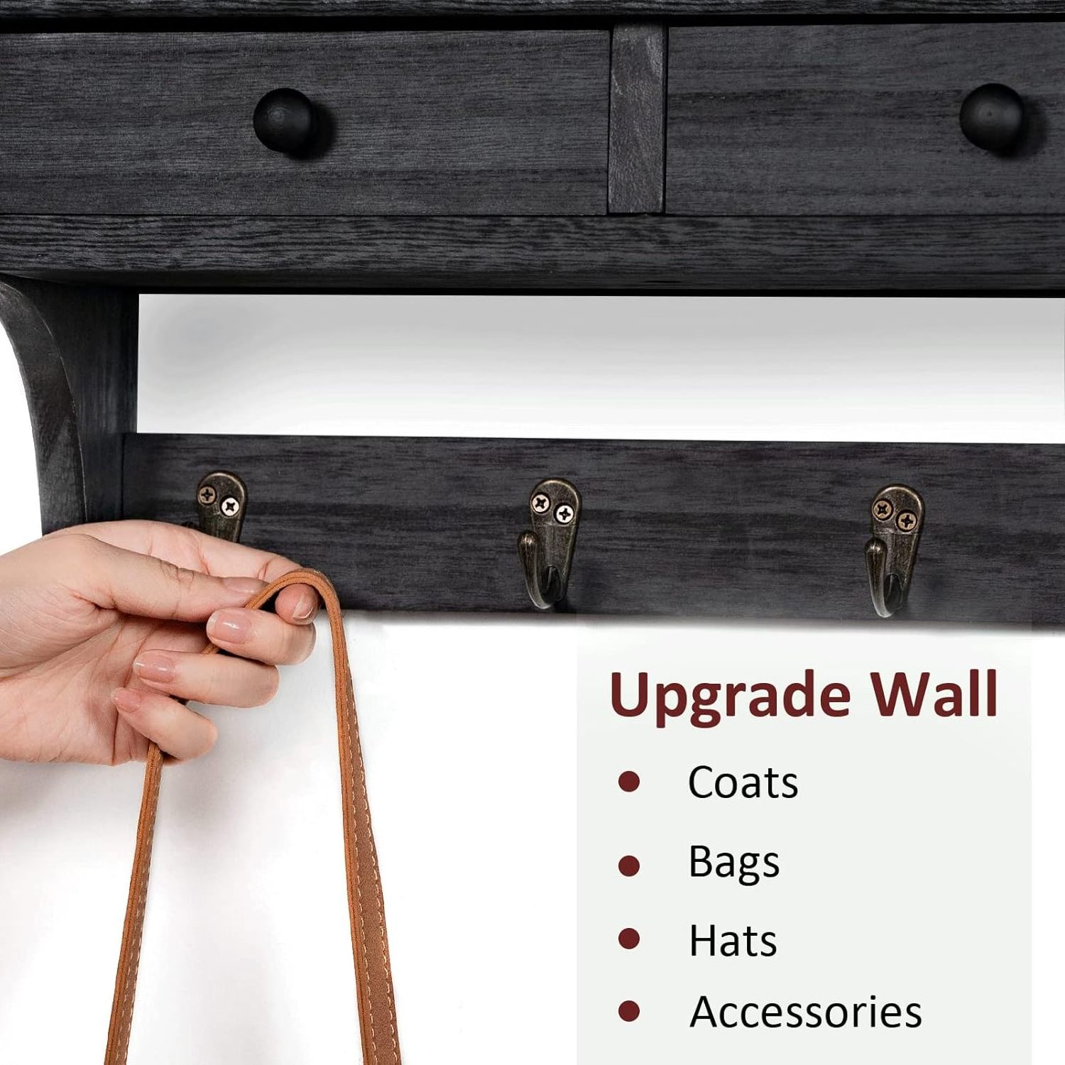 Coat Rack Wall Mount Shelf with Hooks Farmhouse with Shelf Coat Hook for Entryway