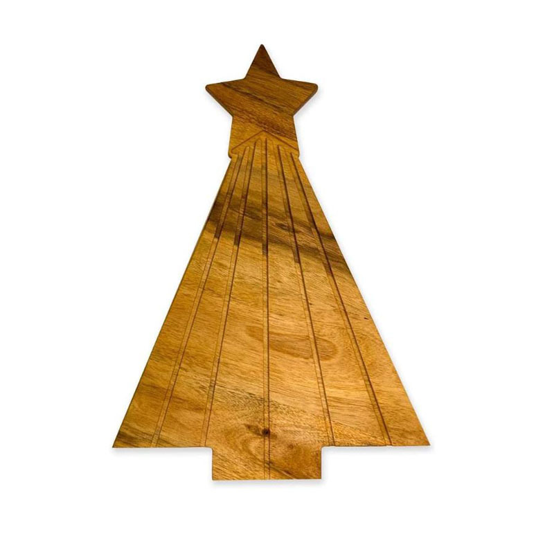 Hot Selling Christmas Special Tree Shaped Wooden Chopping Board Pizza Serving Cutting Board In Natural Finishing With Mix Wood