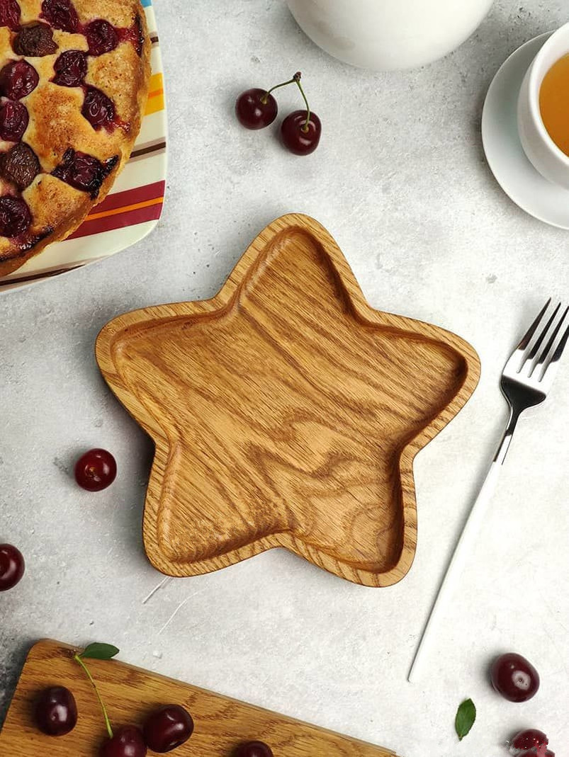 Wood Christmas Cake Dish Plate Natural Wood Plate Wholesale Children Print Wooden Plate