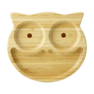 Wooden children's plate in the shape of an owl elephant house and a duck Wooden plate for baby feeding