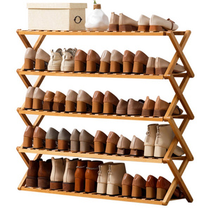 2-6 Tiers Shoe Rack Bamboo Wooden Pairs Entryway Shoe Shelf Storage Organizer for Small Spaces 19.7/ 27.6/ 39.4inch