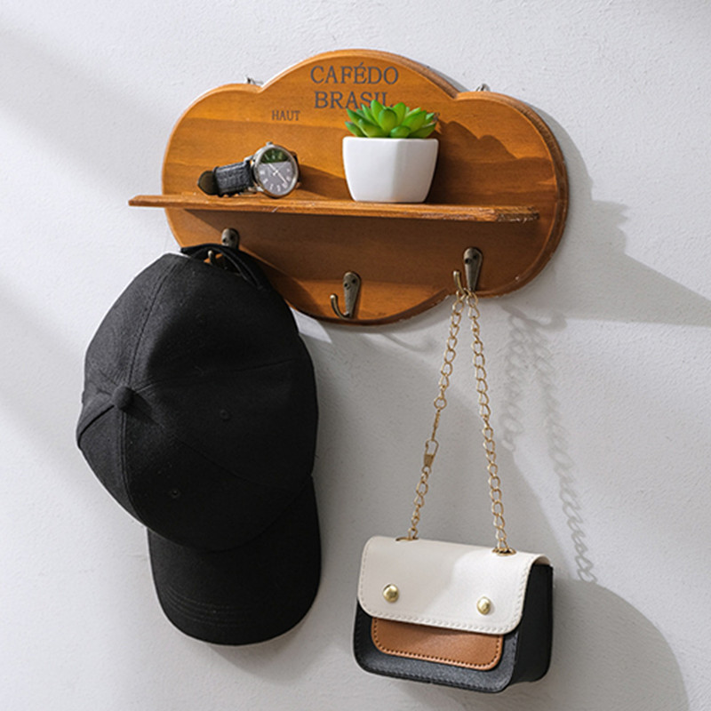 Decorative Custom Hanger Wooden Wall Mount Hanging Storage Hooks For Kitchen And Bathroom wooden Key and Towel Holder