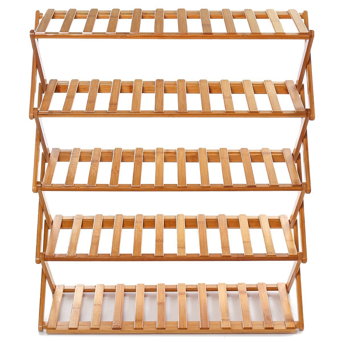 2-6 Tiers Shoe Rack Bamboo Wooden Pairs Entryway Shoe Shelf Storage Organizer for Small Spaces 19.7/ 27.6/ 39.4inch